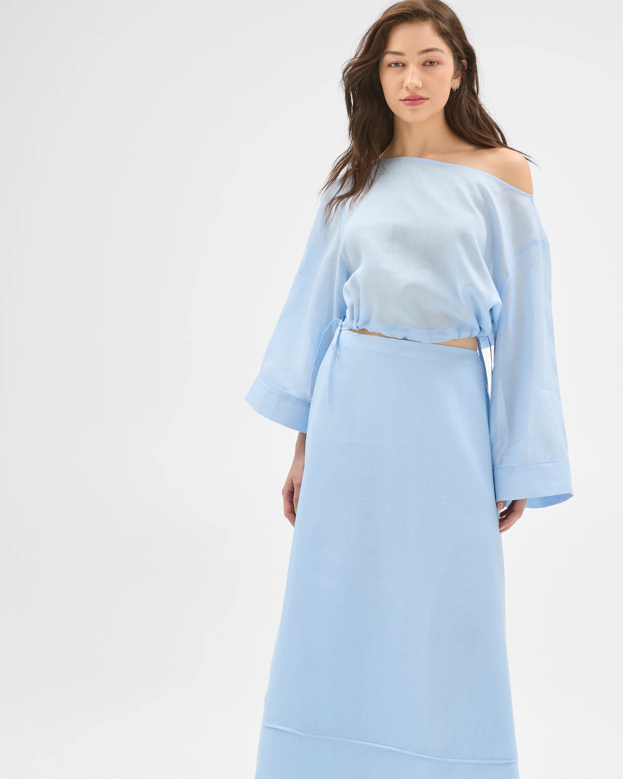 Lily Loves Ramie Off Shoulder Top - Coastal Blue 4 of 5
