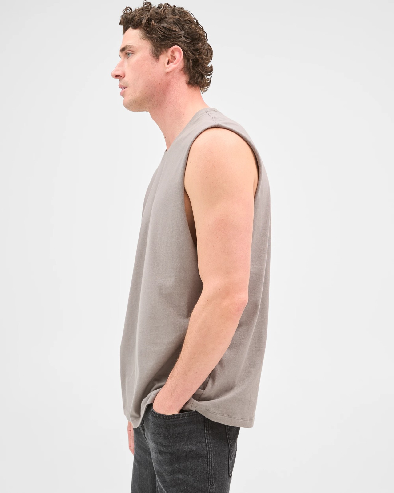 Australian Cotton Plain Tank Top  - Steel Grey 4 of 5
