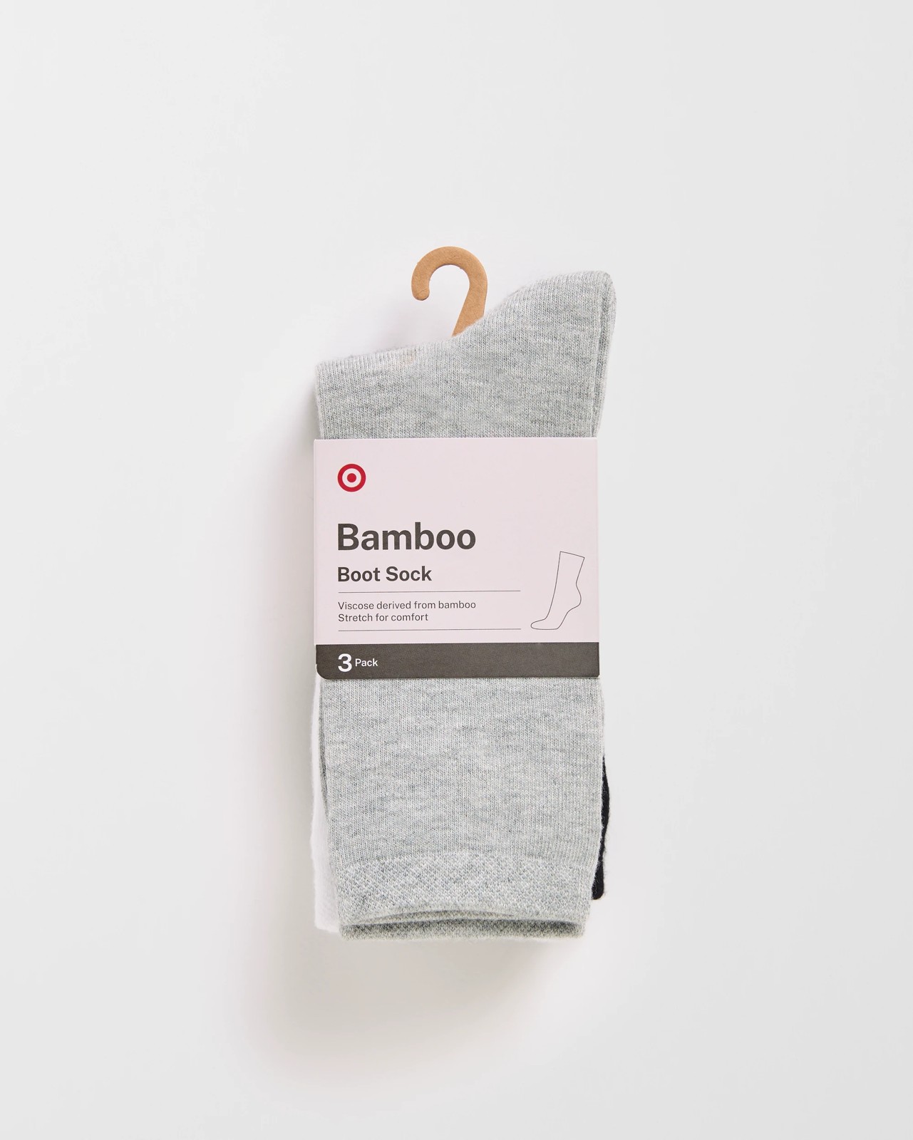 Women's Bamboo Crew Boot Socks 3 Pack - Grey Marle/White/Black 3 of 3
