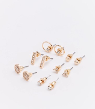6 Pack Gold Stud Earrings