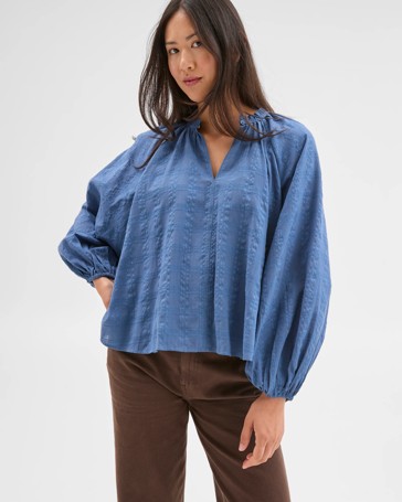 Long Sleeve Textured Blouse