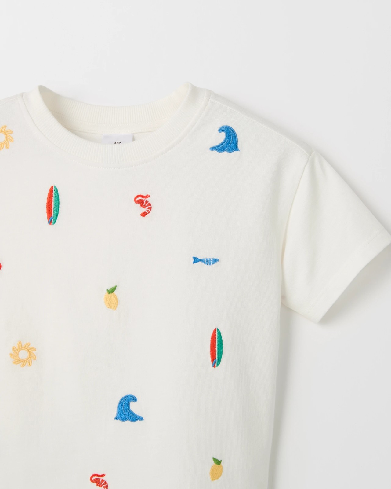 Baby Organic Cotton Embroidered T-Shirt - Beach Cream 6 of 6
