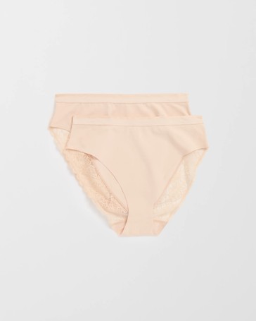 Australian Cotton Blend 2 Pack Luna Lace Light Shaping High Cut Briefs