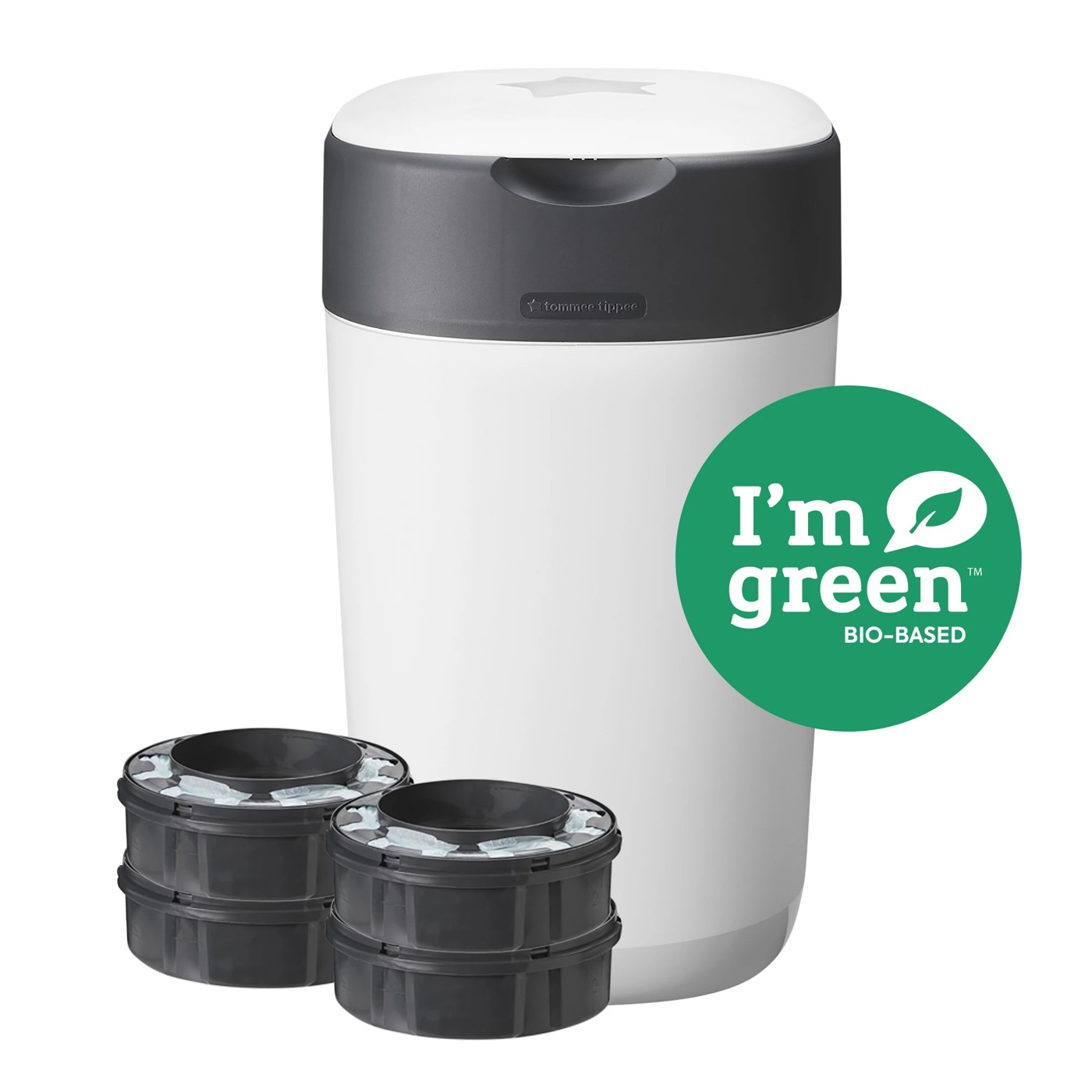 Tommee Tippee Twist & Click Advanced Nappy Disposal NEW Green System with 4  Pack Refill Cassettes