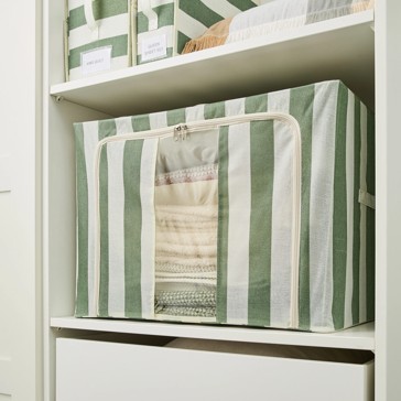 Anko Linen Look Collapsible Box with Window - Extra Large, Green Stripe