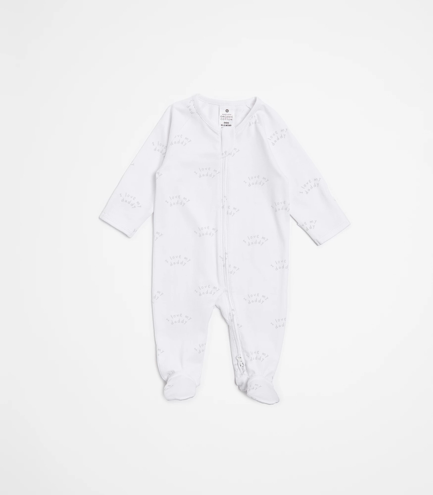 Baby Organic Cotton Print Zip Coverall - I Love Daddy | Target Australia