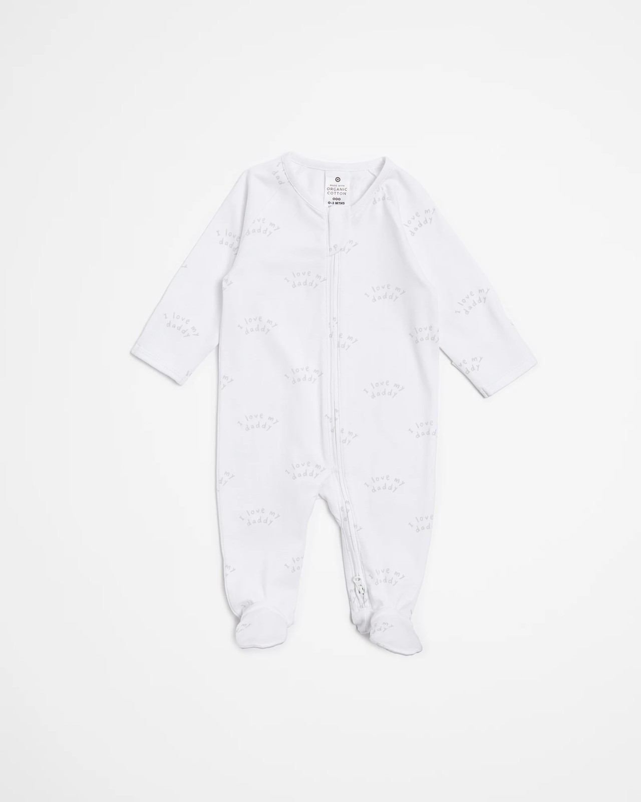 Baby Organic Cotton Print Zip Coverall - I Love Daddy | Target Australia