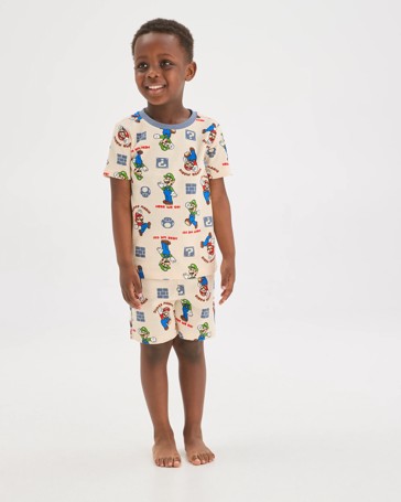 Licensed Super Mario Australian Cotton Younger Boys Pyjama Set