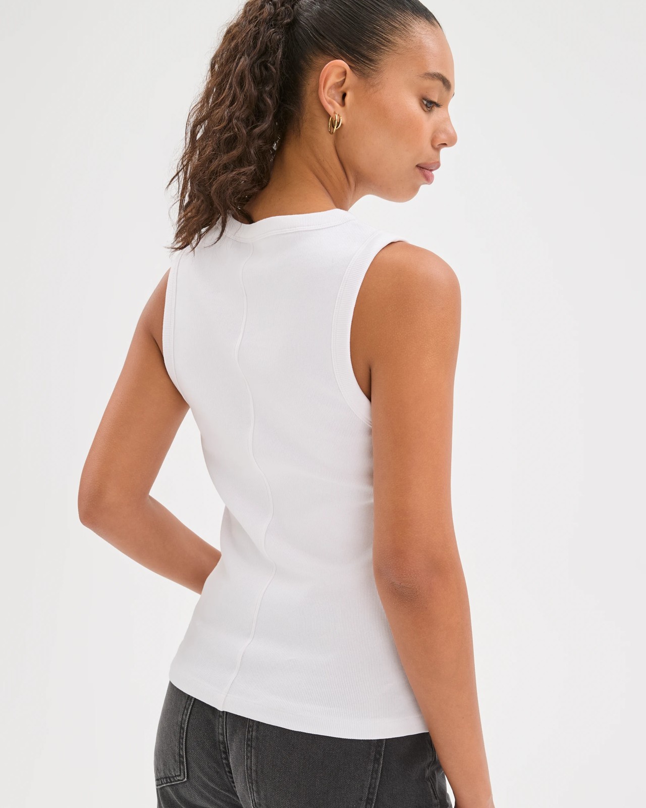 Australian Cotton Ribbed Tank Top - White 6 of 6