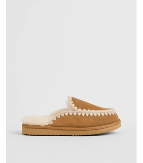 Australian Design Ugg Sheepskin and Leather Stitched Scuff