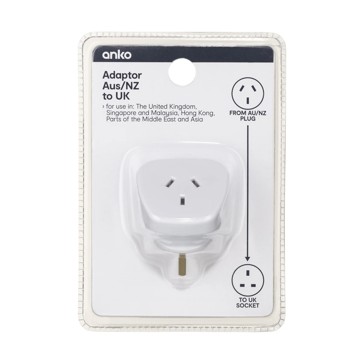 Adaptor, AU/NZ Plug to UK Socket, Triple Flat Pins - Anko