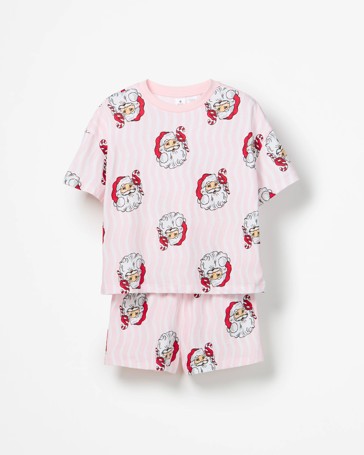 Family Matching Australian Cotton Older Girls Christmas Santa Short Pyjama Set
