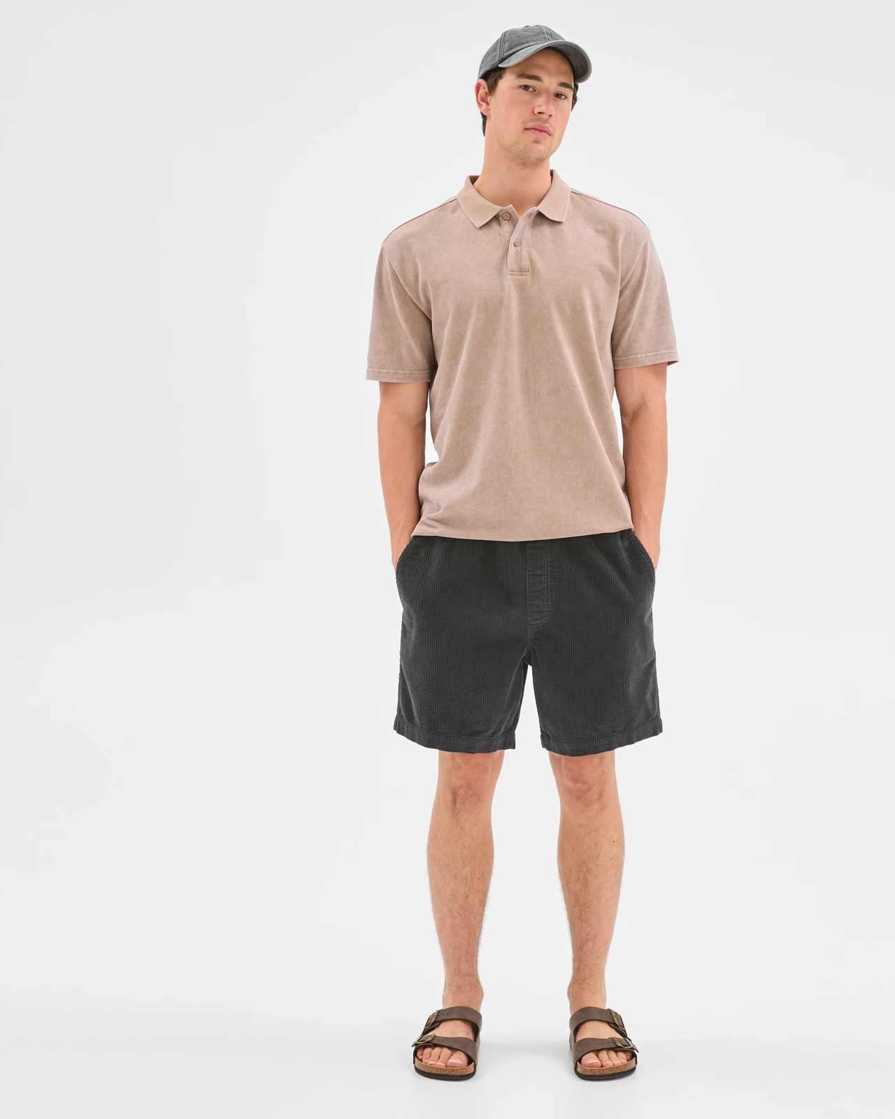 Commons Australian Cotton Overdyed Pique Polo Top - Timber 2 of 6