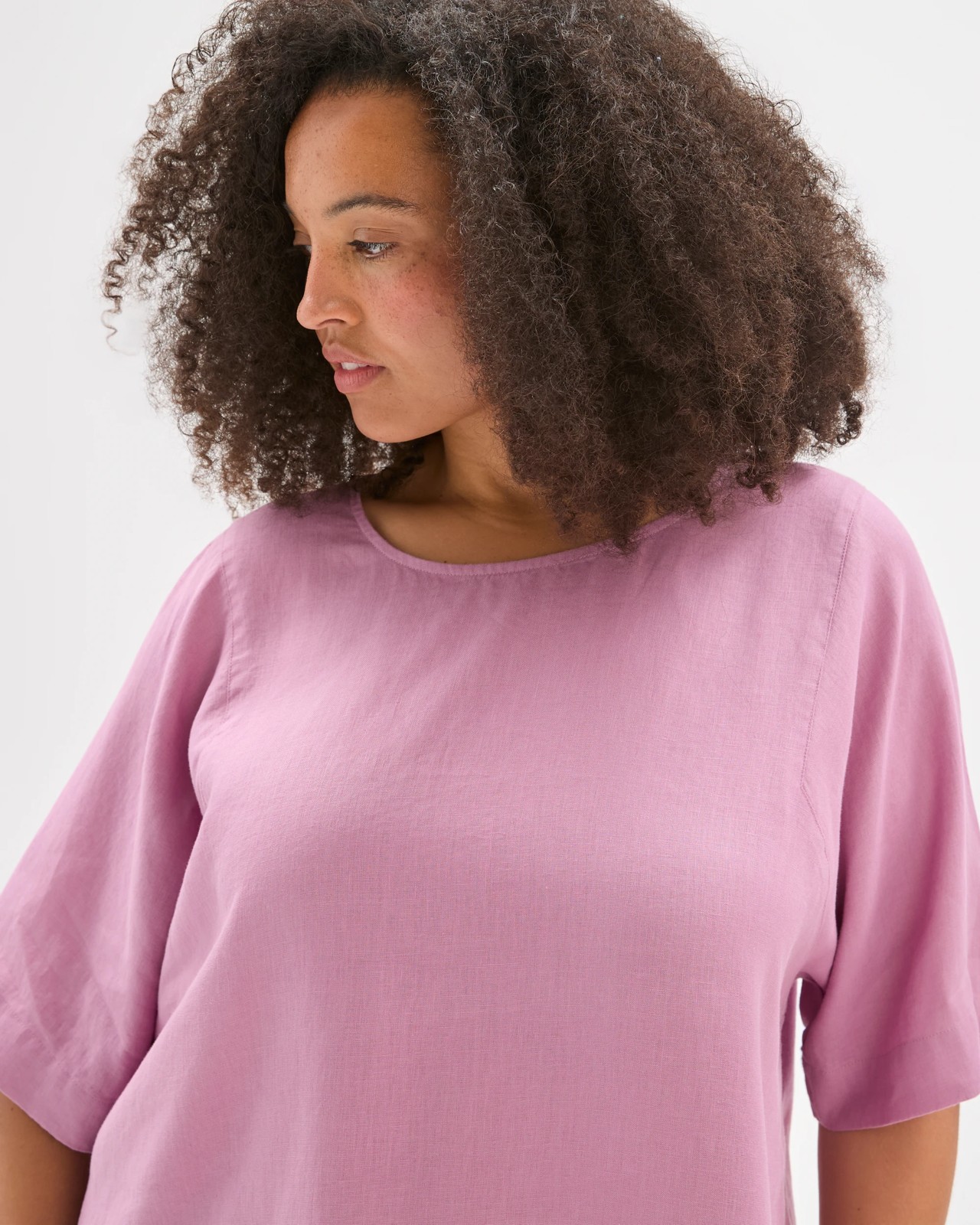Plus Size European Linen Seam Detail T-Shirt - Whipped Berry 5 of 5