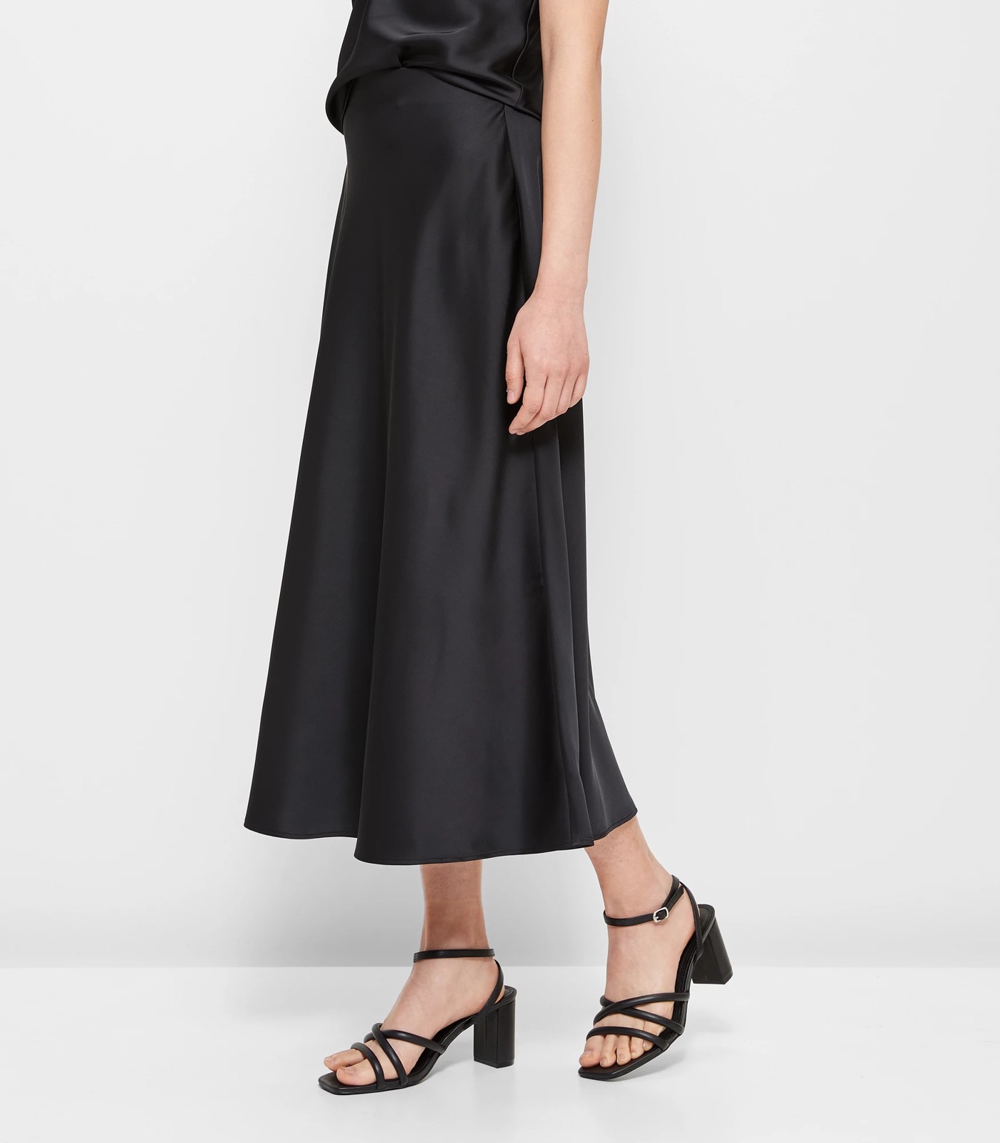 Midi Flare Slip Skirt - Preview - Black | Target Australia