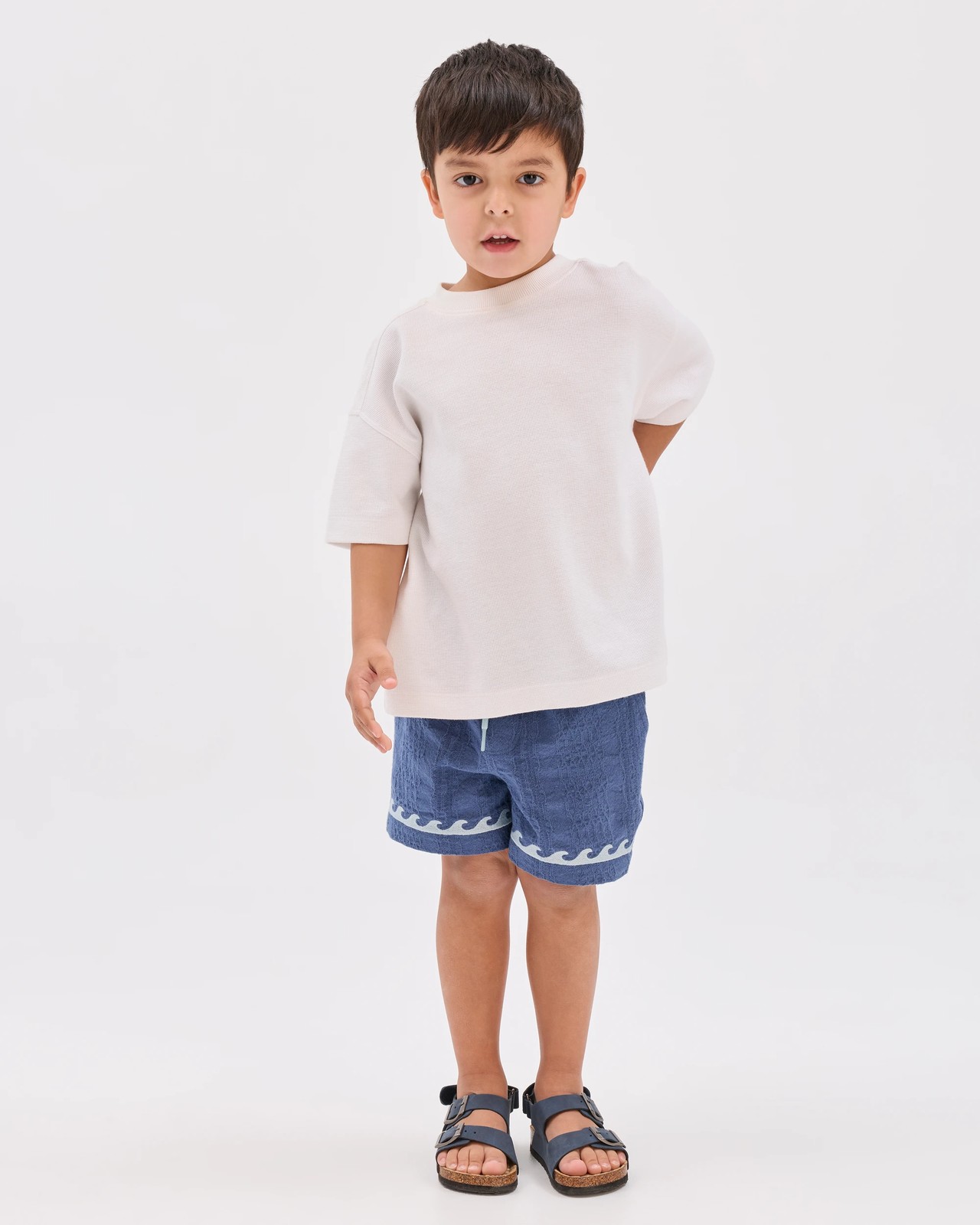 Cotton Rich Textured Volley Shorts - Navy 2 of 6