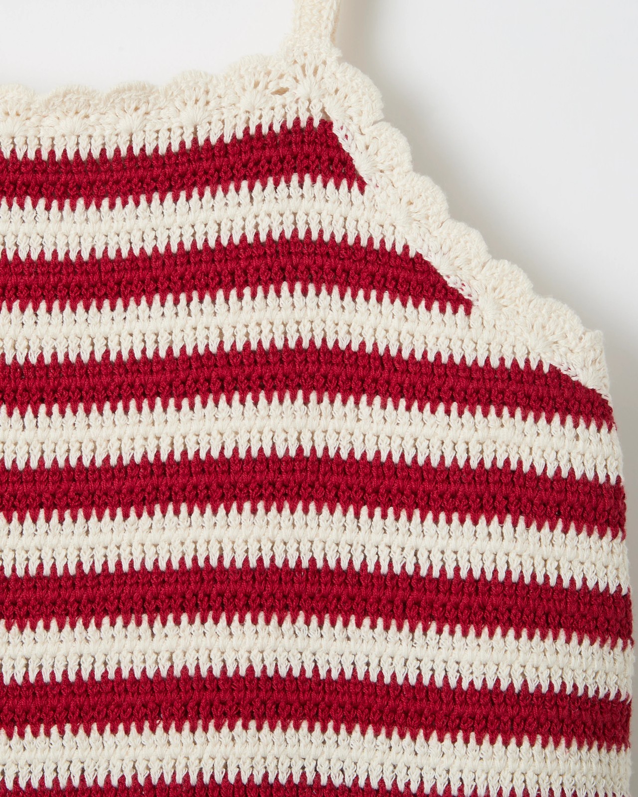 Australian Cotton Blend Crochet Tank Top - Red/Cream Stripe 2 of 2