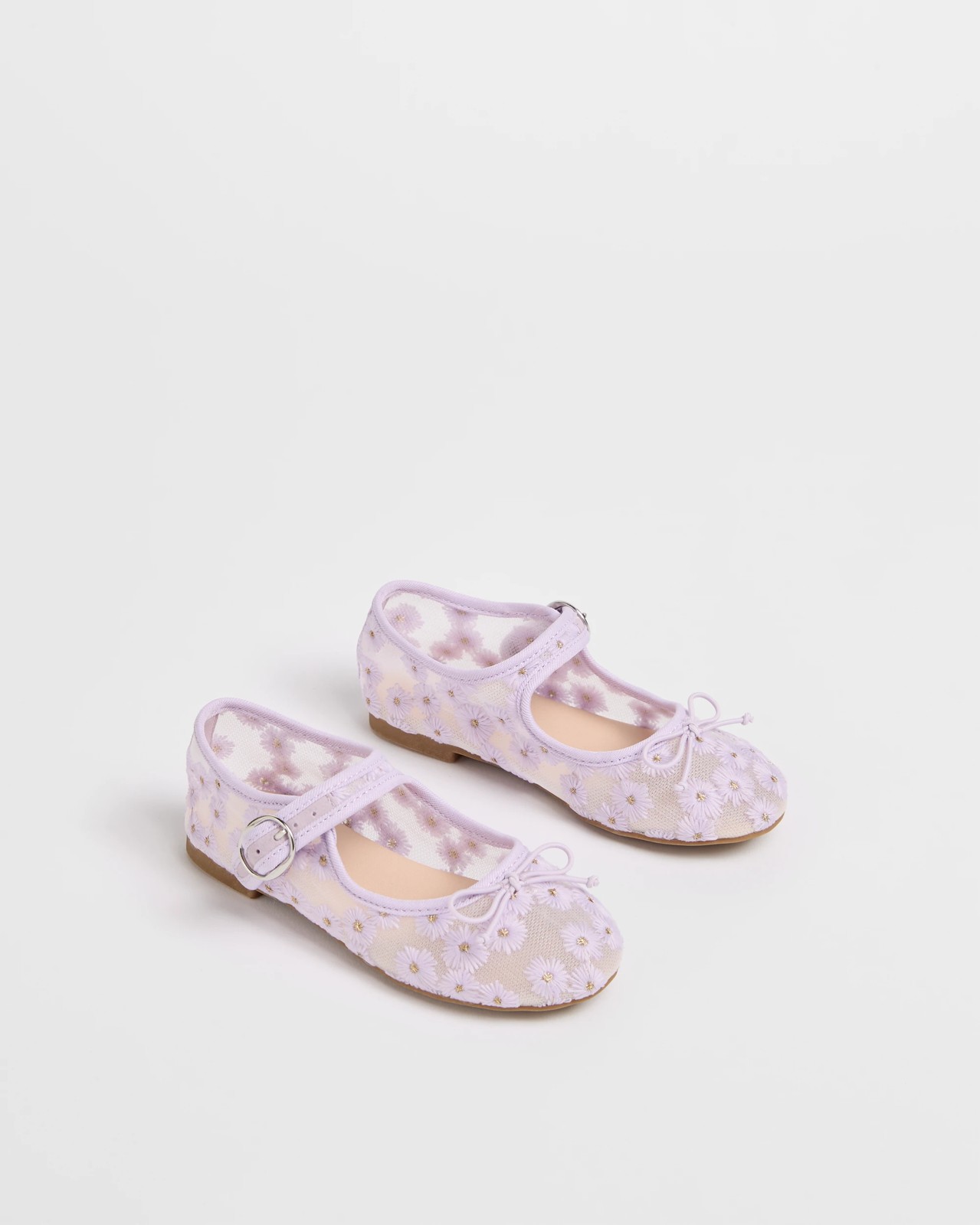 Floral Embroidery Ballet Flats - Lilac 2 of 3