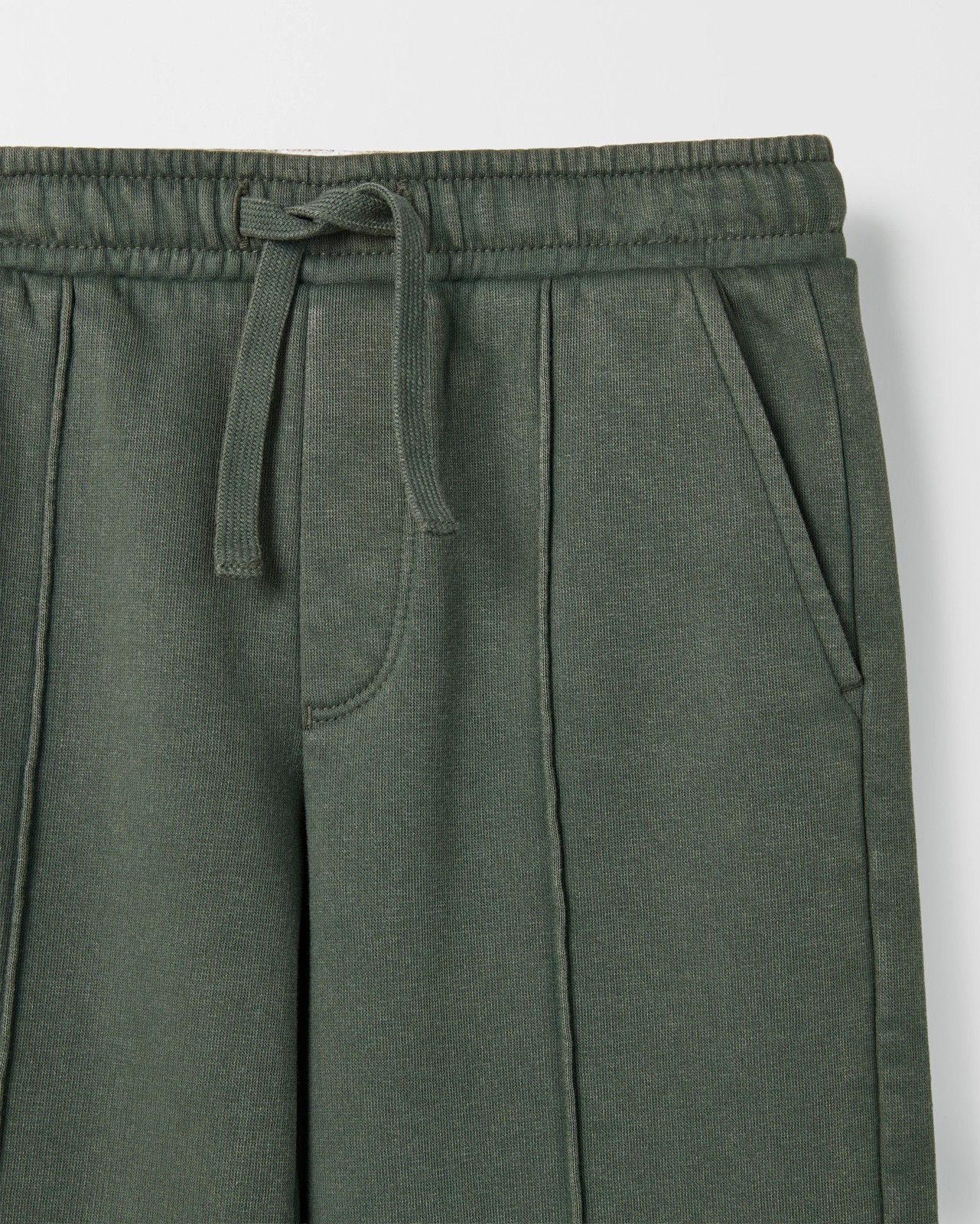 Australian Cotton Blend Wide Leg Washed Trackpants - Green 2 of 2