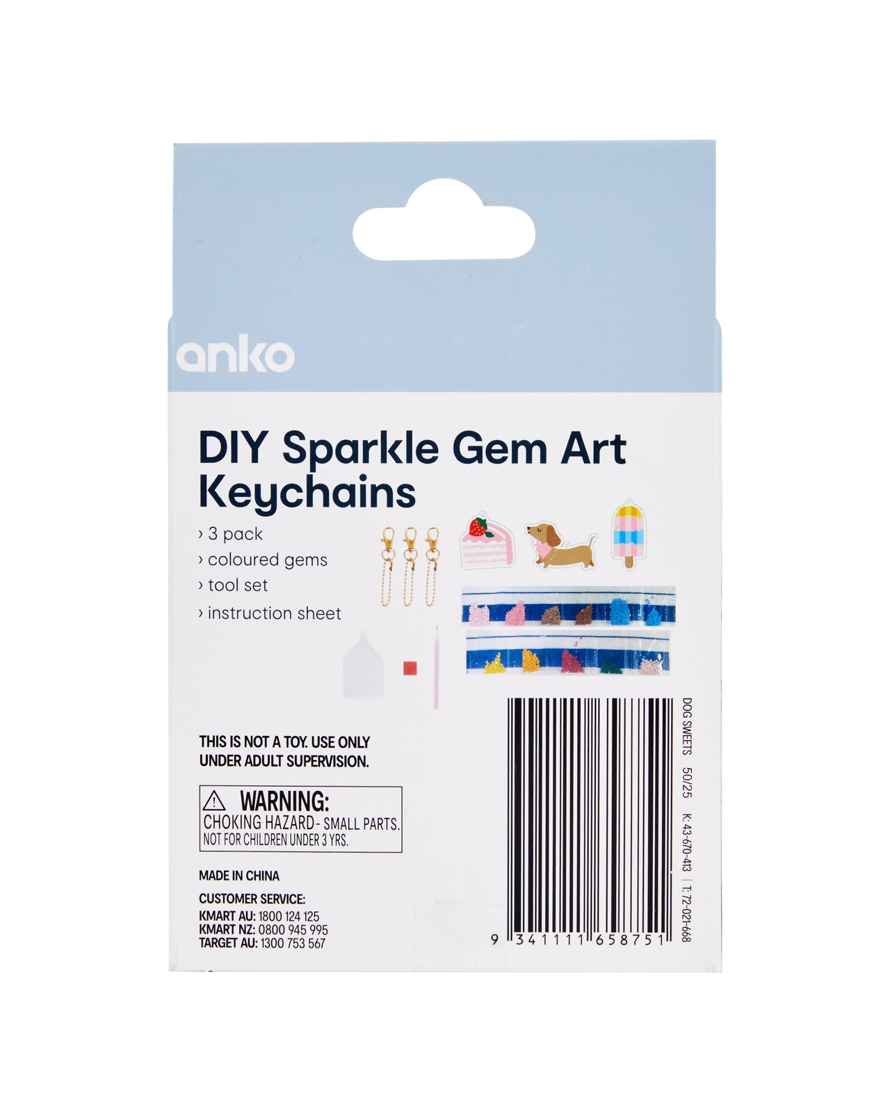 Anko DIY Sparkle Gem Art Keychains - Dog Sweets 3 of 3