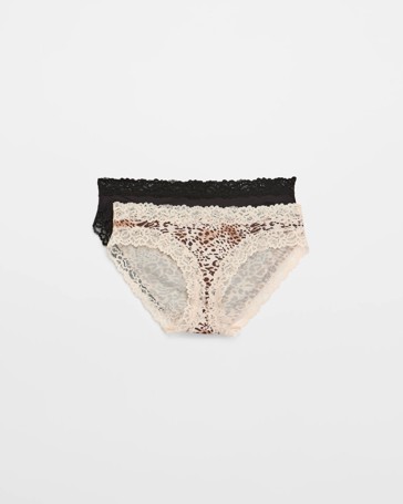 Womens Modal and Lace Bikini Briefs 2 Pack