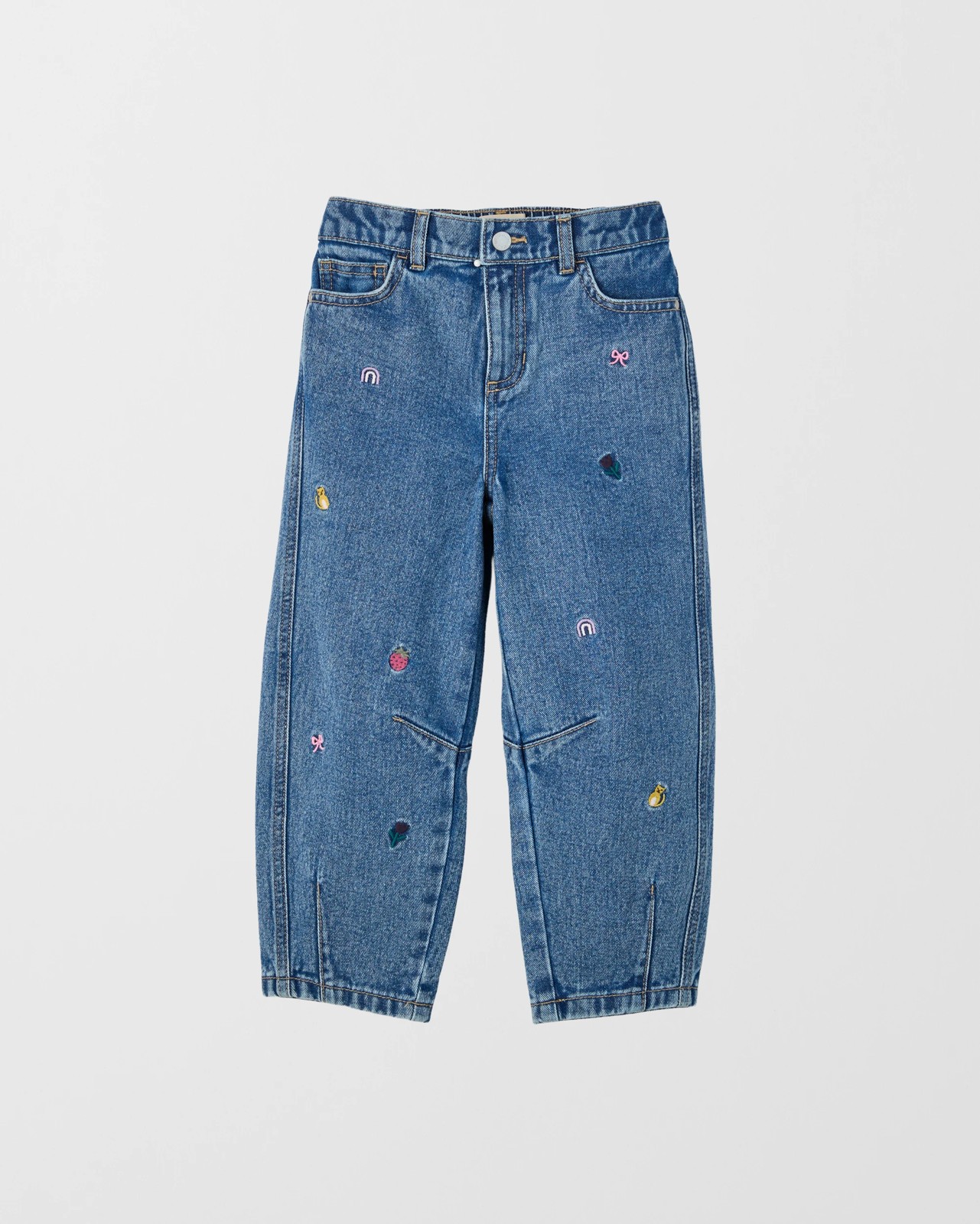 Embroidered Barrel Leg Denim Jeans 5 of 6