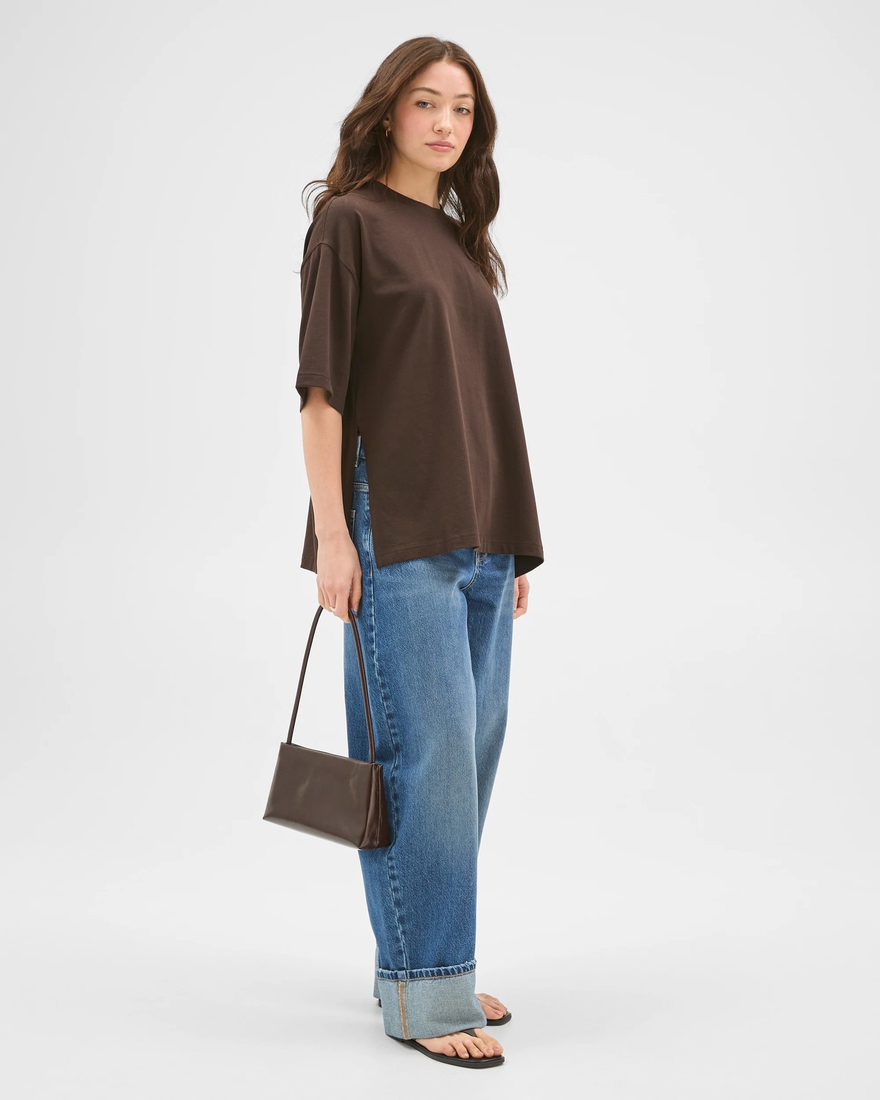 Lily Loves Australian Cotton Side Split T-Shirt - Truffle 5 of 5