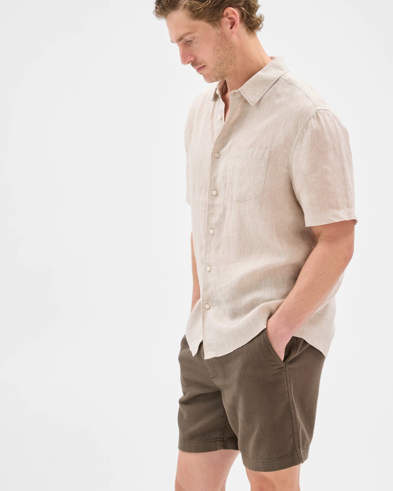 Australian Cotton Textured Shorts - Dark Olive 5 of 6