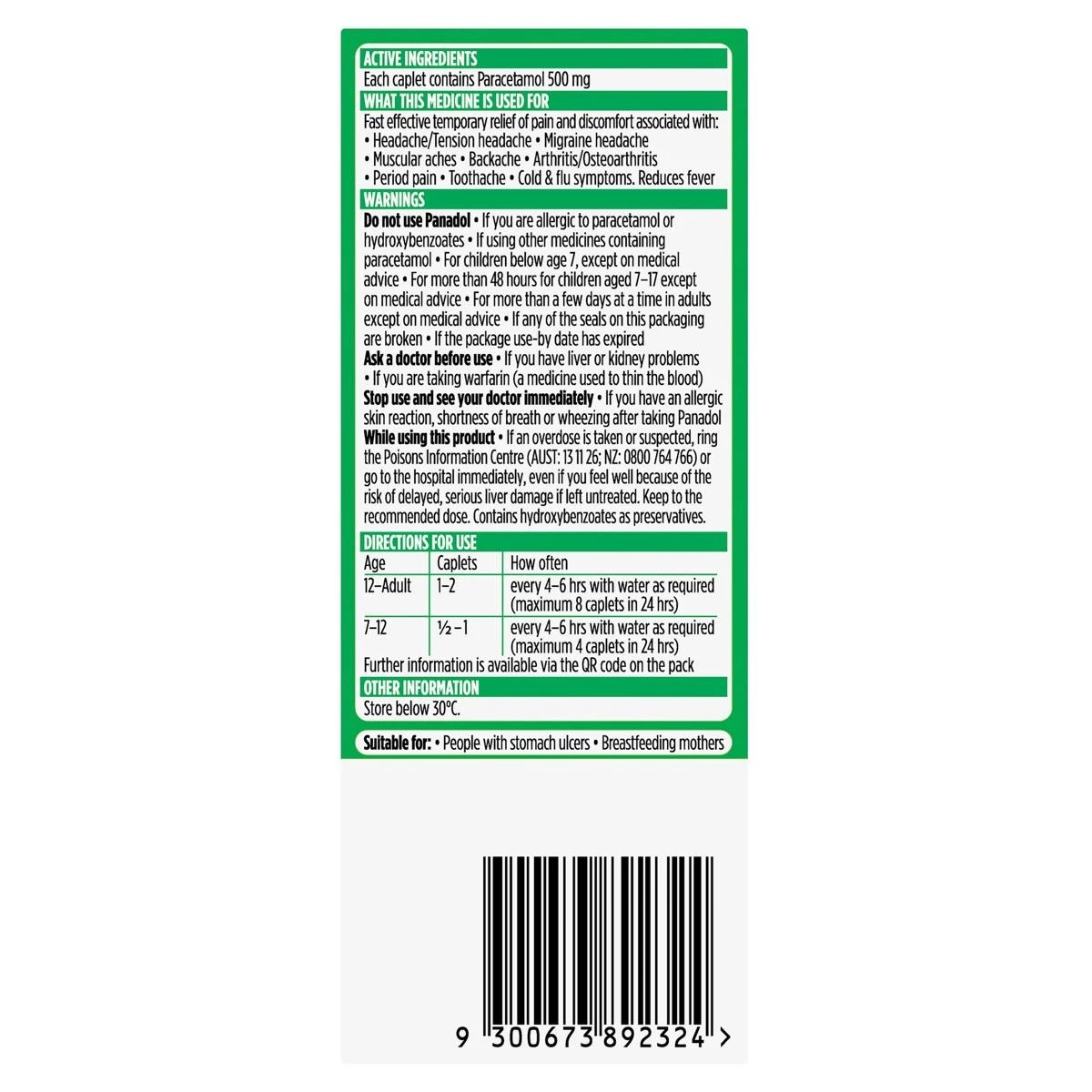 16 Pack Panadol Optizorb Paracetamol 500mg 2 of 5