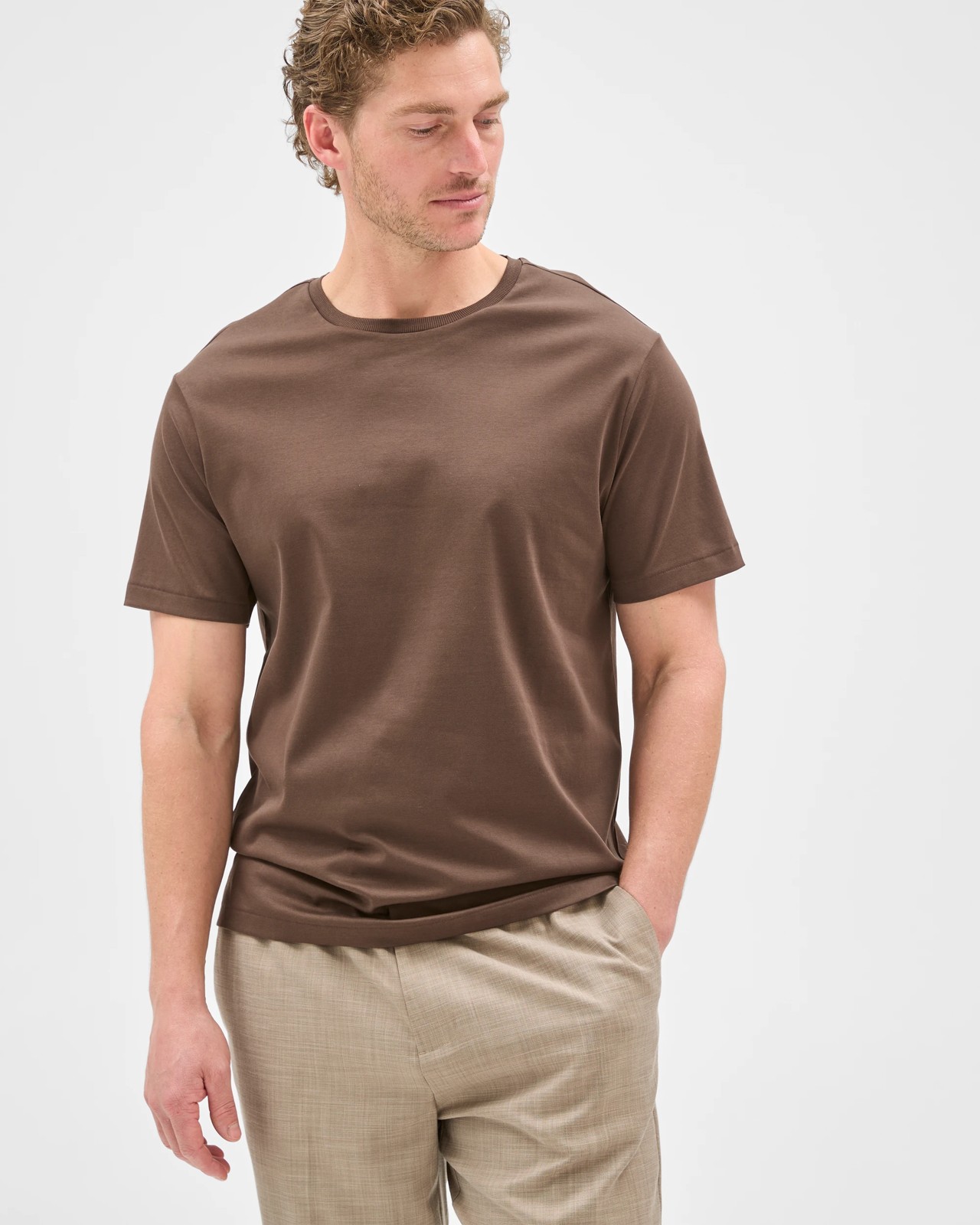 Preview Australian Cotton Interlock T-Shirt - Chocolate 3 of 6