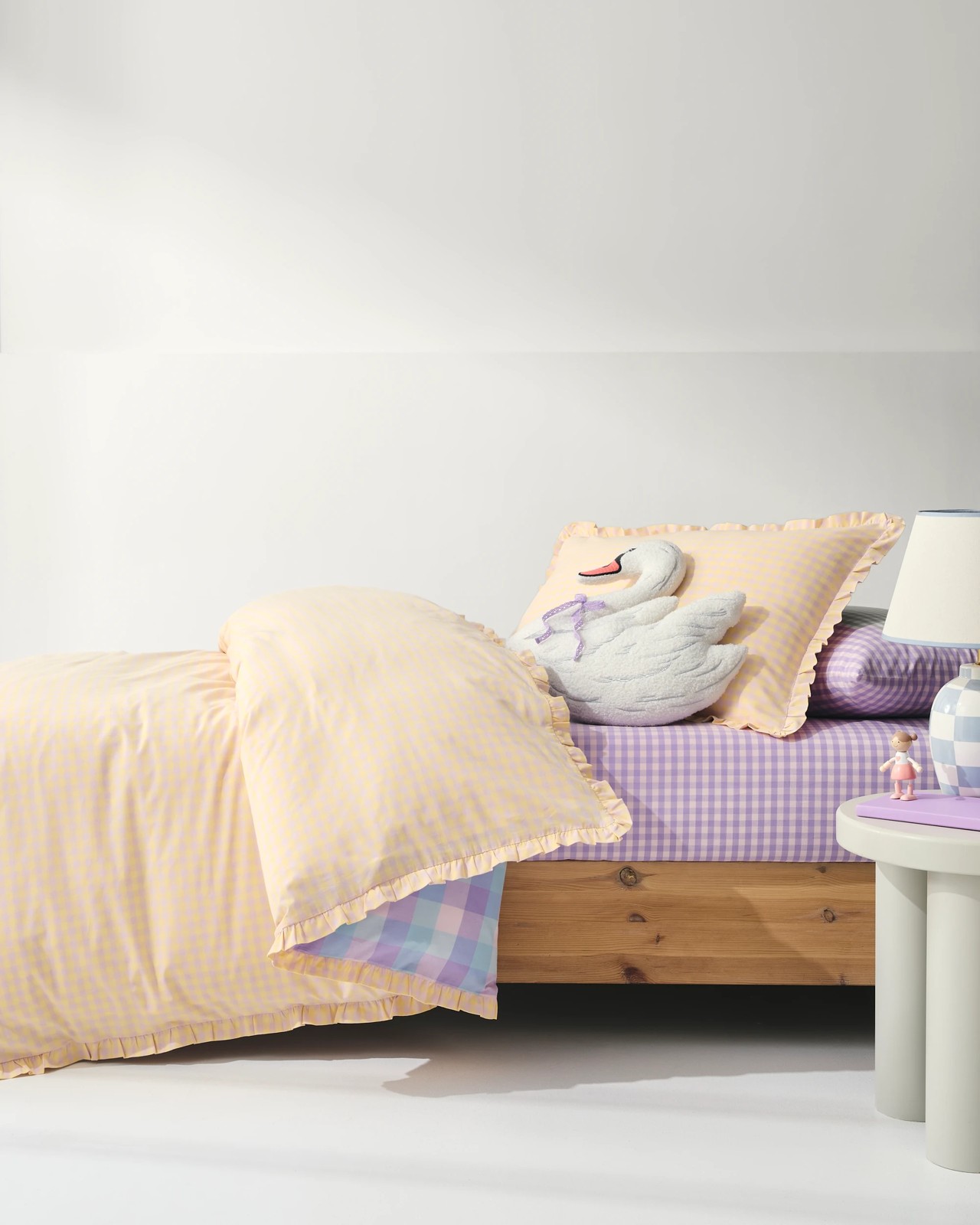 Grayson Gingham Cotton Ruffle Quilt Cover Set 2 of 5
