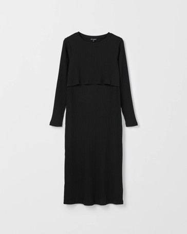 Maternity Australian Cotton Blend Long Sleeve Rib Knit Dress