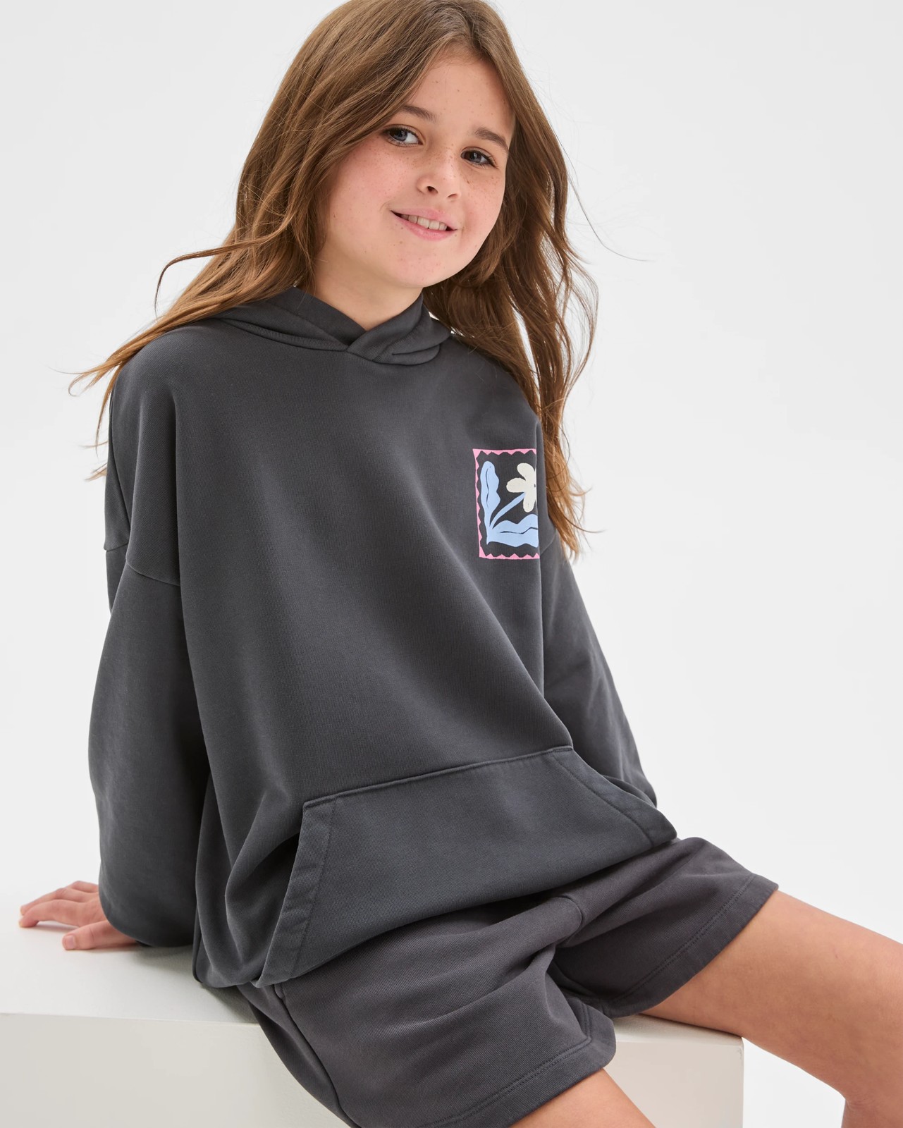 Australian Cotton Blend Fashion Washed Hooded Jumper - Charcoal 4 of 5