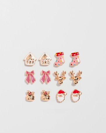 6 Pack Novelty Christmas Stud Earrings