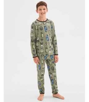 Minecraft Australian Cotton Older Boys Waffle Knit Pyjama Set