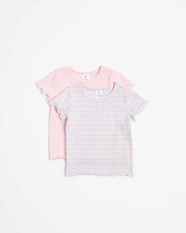 Baby Organic Cotton Rib T-shirts 2 Pack - Stripe
