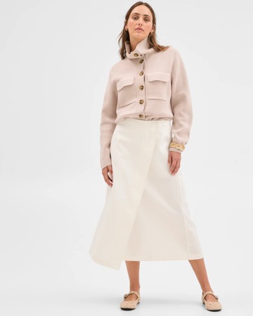 Australian Cotton Funnel Neck Cocoon Knit Jacket