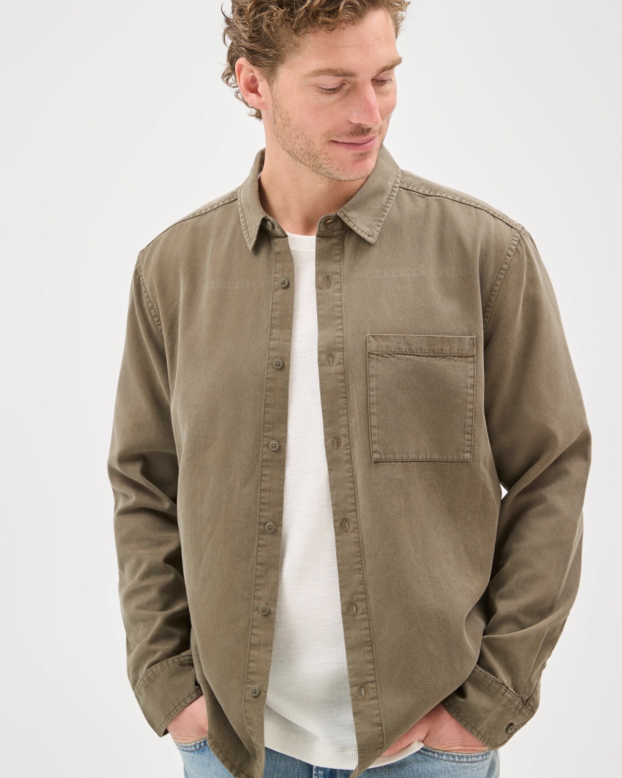 Long Sleeve Washed Shirt - Grape Leaf 4 of 6