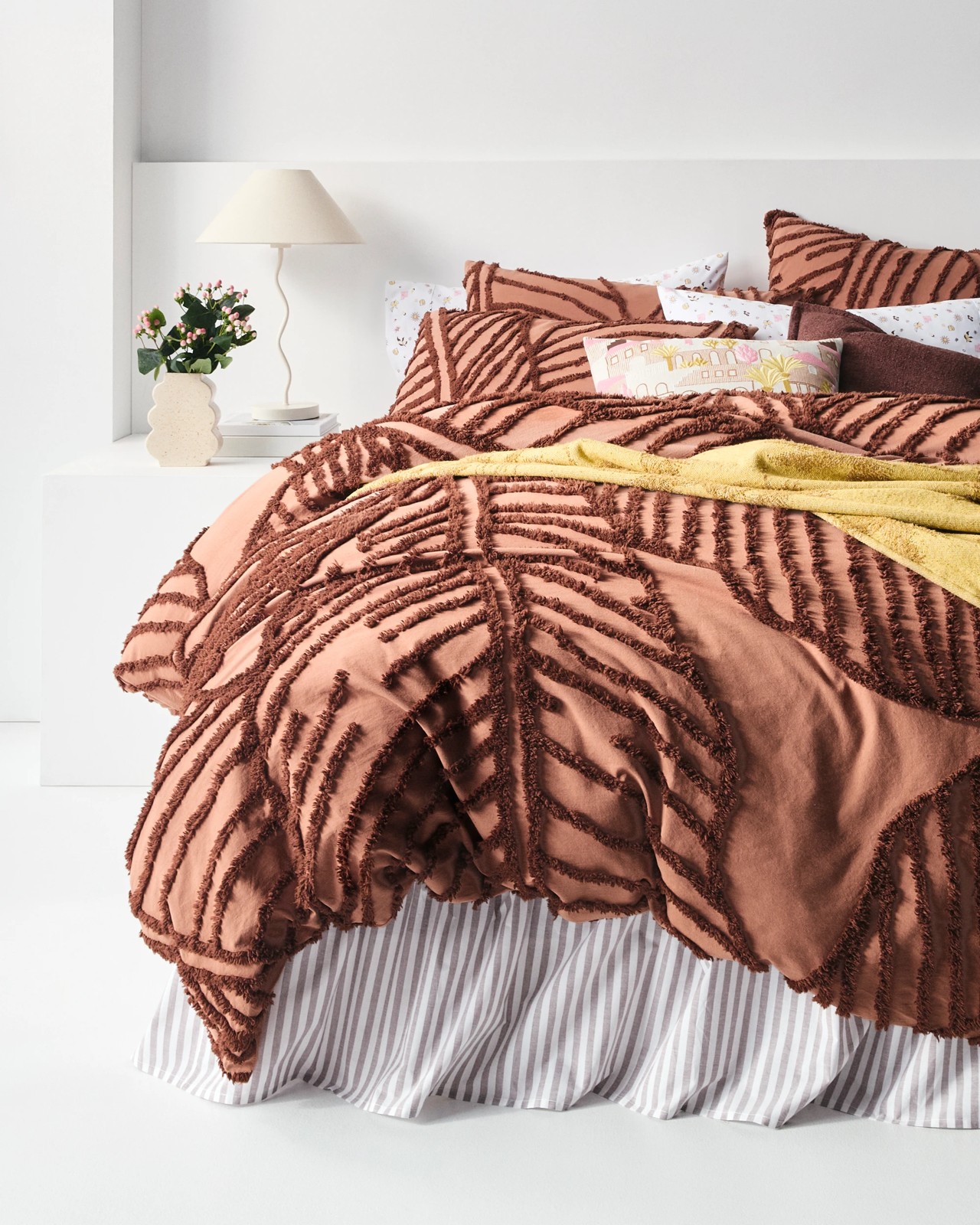 Oakley Cotton Textured Leaf Quilt Cover Set 2 of 6