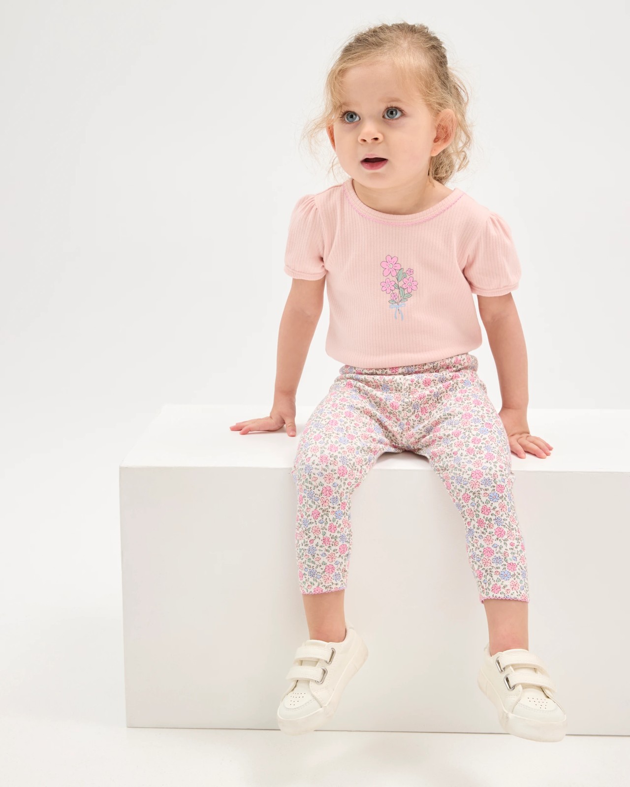 Baby Organic Cotton Short Sleeve Bodysuit & Leggings 2 Piece Set - Floral Pink 2 of 6