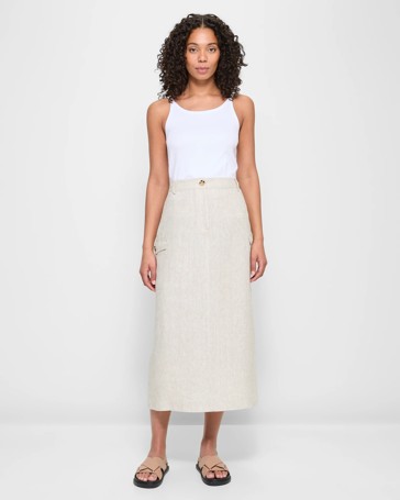 European Linen Cargo Maxi Skirt