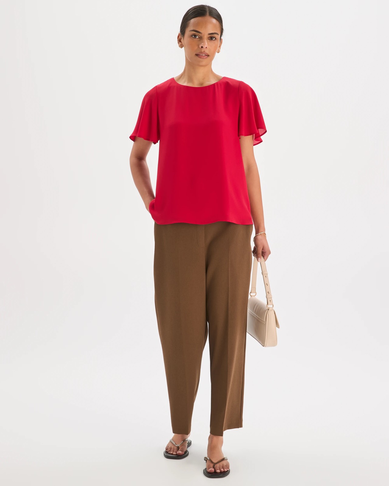 Preview Ella Crew Neck Blouse - Scarlet Red 2 of 6