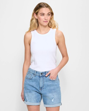 Relaxed Boyfriend Denim Shorts