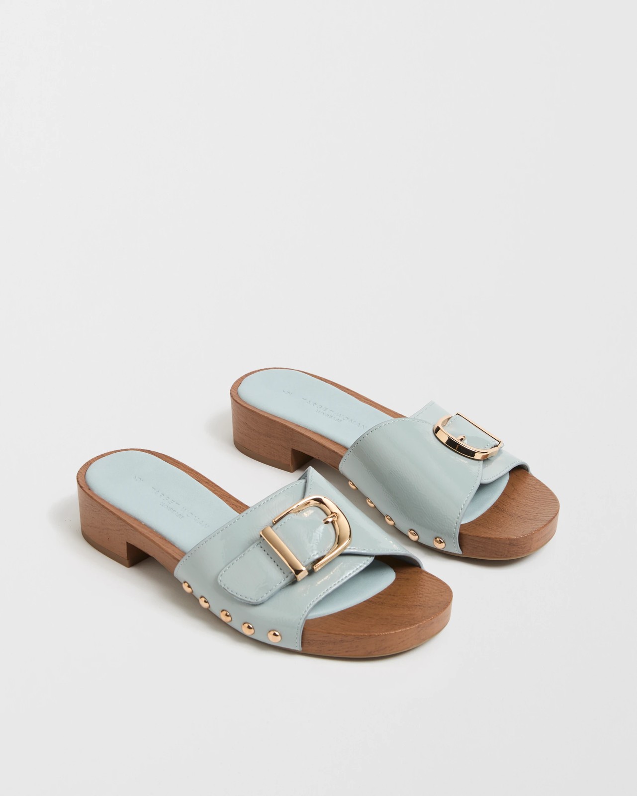 Bella Genuine Suede Leather Mule Heels - Blue Microsuede 2 of 3