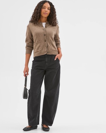 Lambswool Balloon Sleeve Cardigan