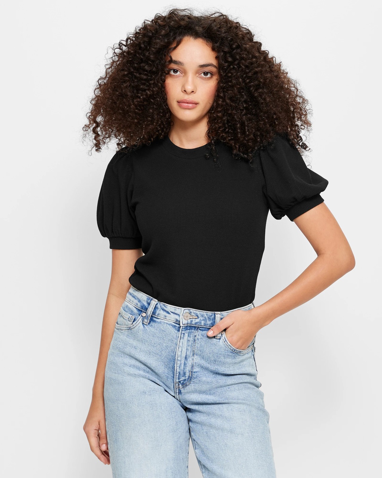 Puff Sleeve Rib T-Shirt | Target Australia