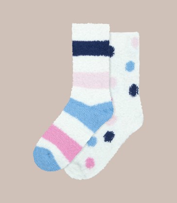 Womens 2 Pack Heat Bods Cosy Crew Bed Socks - Underworks