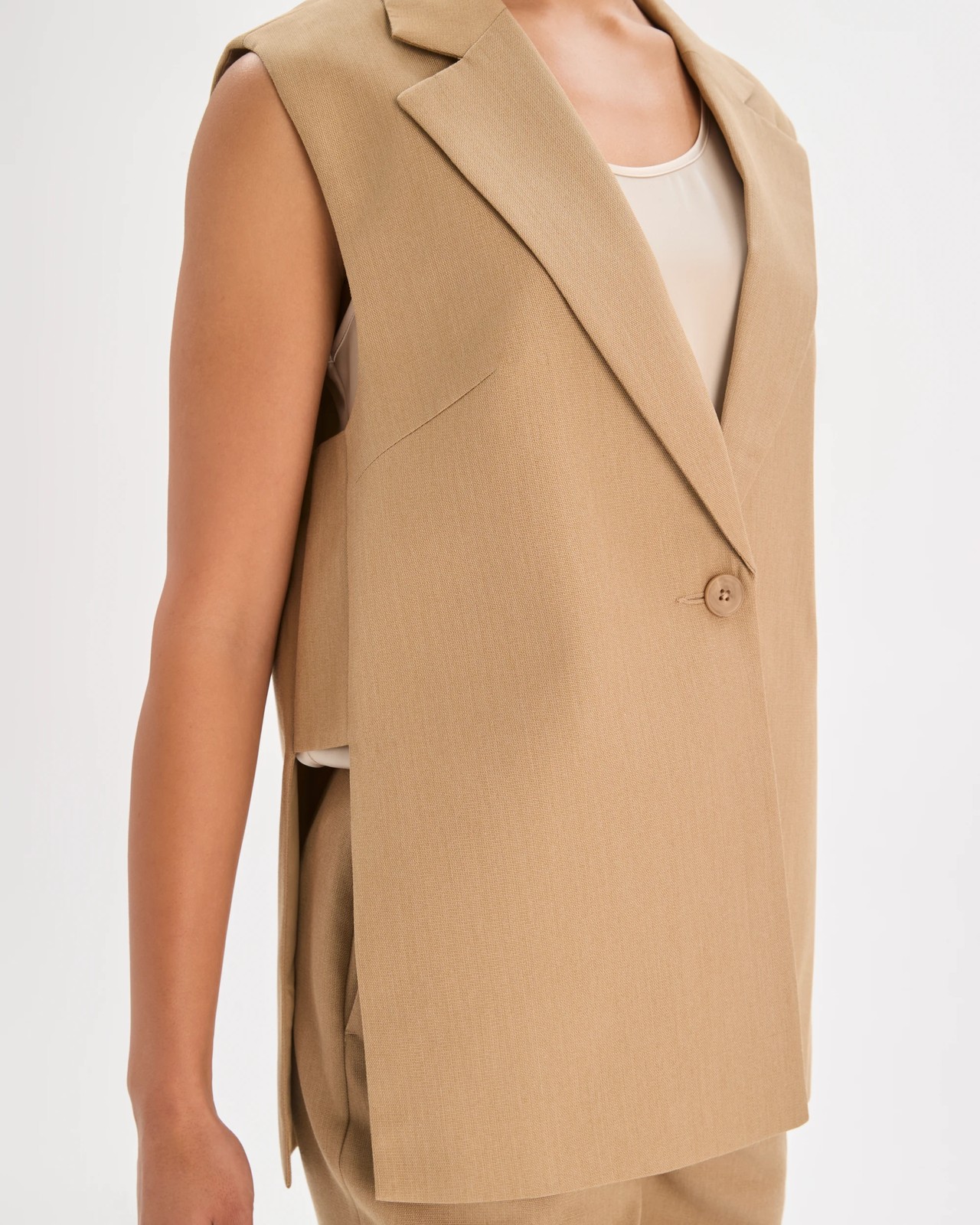 Preview Textured Tailored Back V Detail Vest 5 of 6
