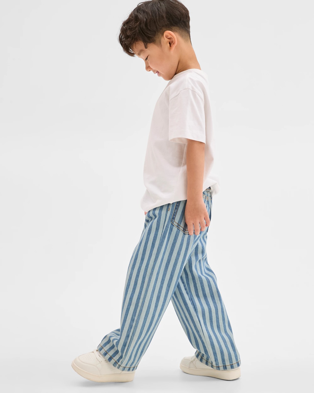 Wide Leg Denim Jeans - Stripe 3 of 5