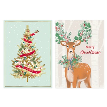 10 Pack Hallmark Boxed Christmas Cards - Tree and Deer